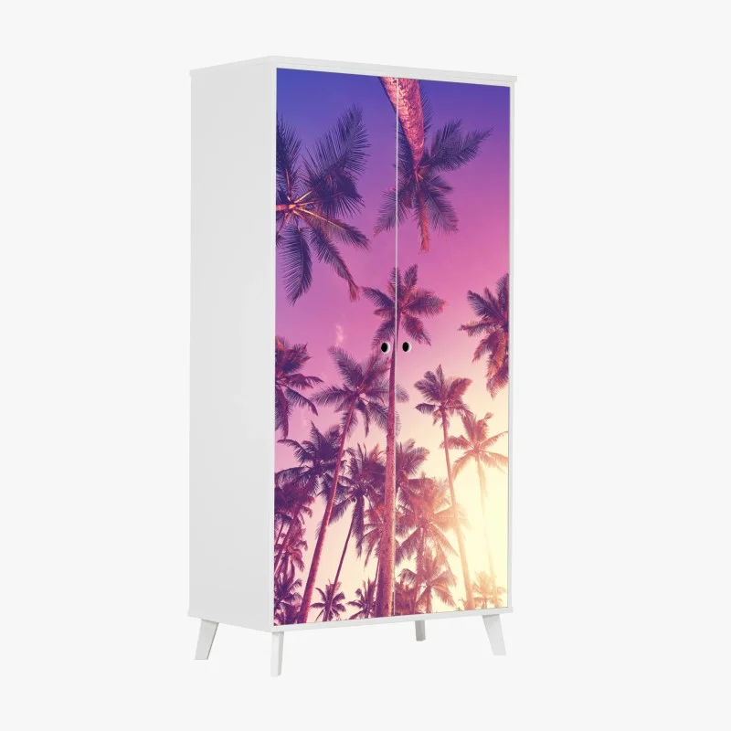 Wardrobe sticker tropical palms at sunset