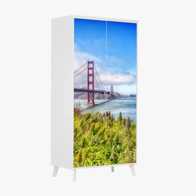 Wardrobe sticker Golden Gate Bridge panorama over San Francisco Bay