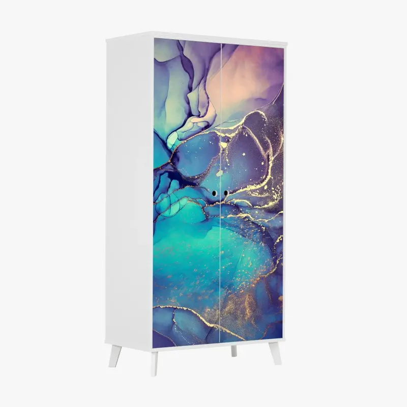 Wardrobe sticker turquoise botanical leaf pattern • Wallissimo®