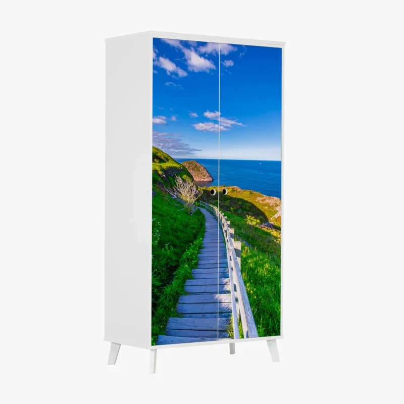 Wardrobe sticker coastal boardwalk overlooking blue ocean