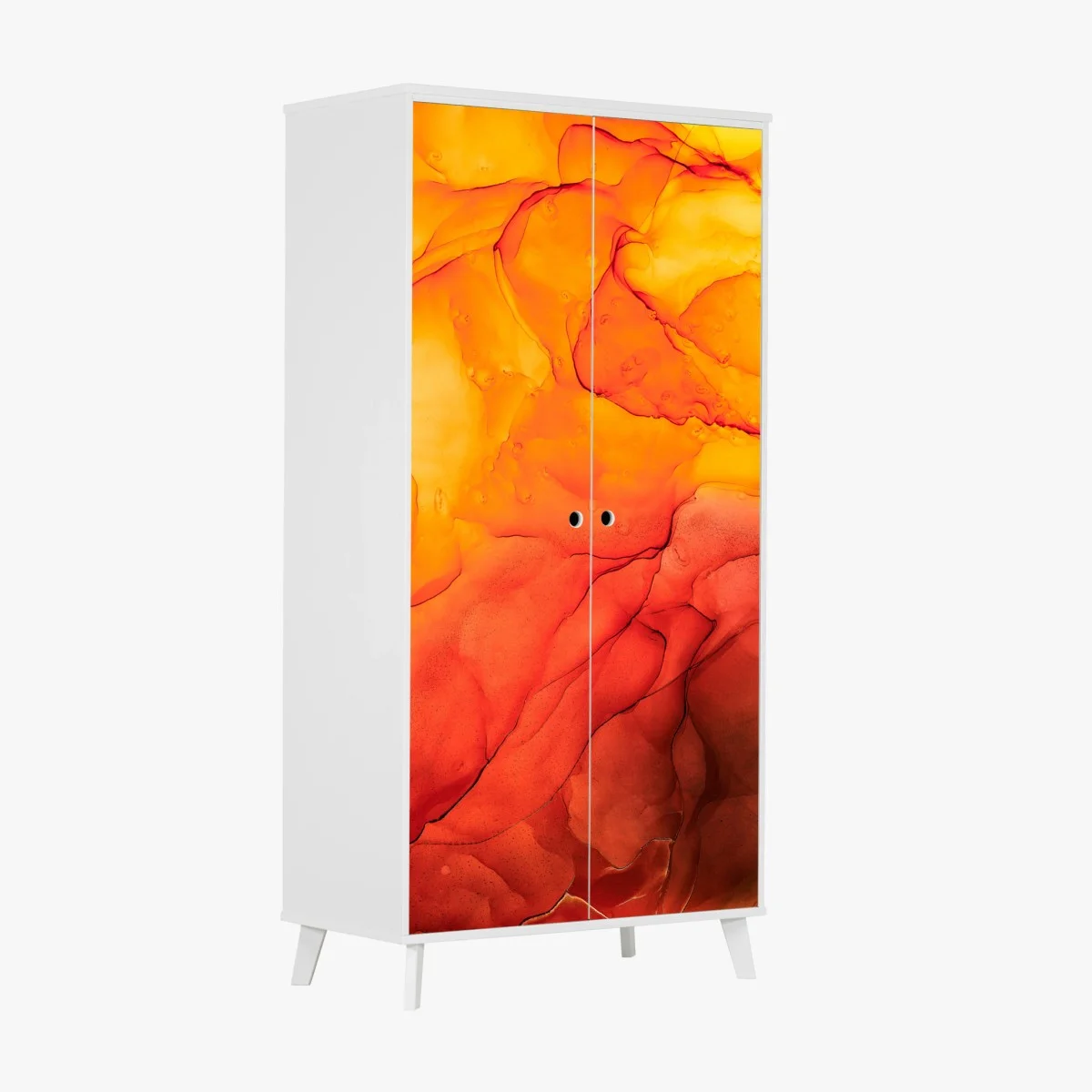 Wardrobe sticker vibrant orange alcohol ink abstract • Wallissimo® Wardrobe sticker vibrant orange alcohol ink abstract • Wallissimo®