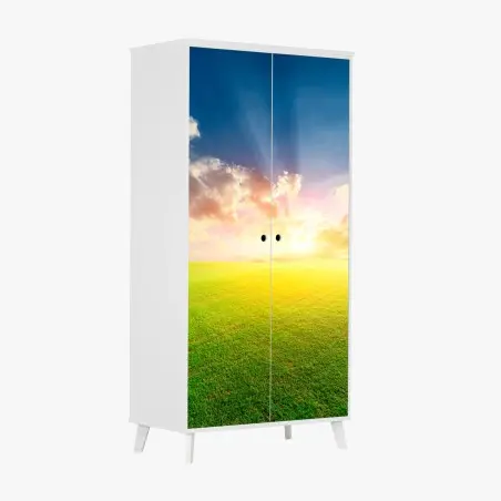 Wardrobe sticker sunlit meadow at sunset • Wallissimo®