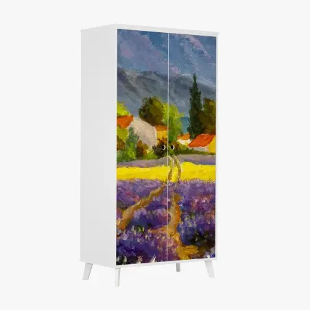 Wardrobe sticker lavender fields at sunset • Wallissimo®