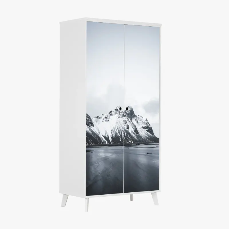 Wardrobe sticker serene snow-capped mountain seascape