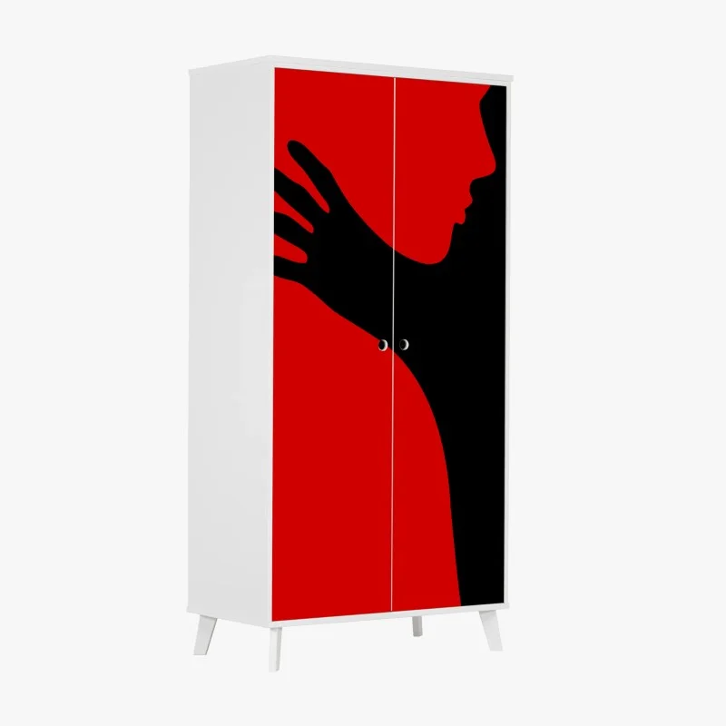 Wardrobe sticker bold red silhouette embrace