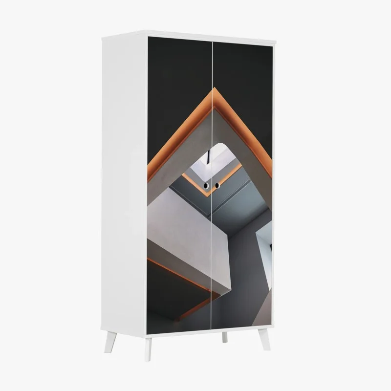 Wardrobe sticker minimal geometric architectural interior with skylight