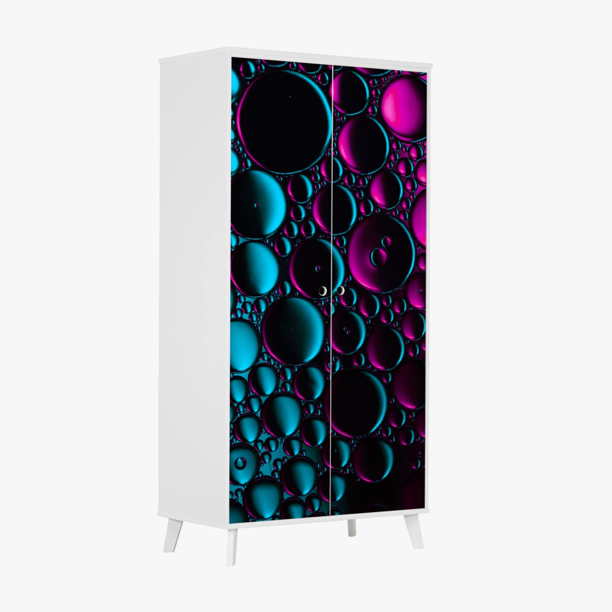 Wardrobe sticker turquoise and magenta bubble pattern • Wallissimo® Wardrobe sticker turquoise and magenta bubble pattern • Wallissimo®