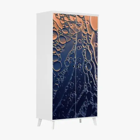 Wardrobe sticker blue and gold abstract bubbles • Wallissimo®