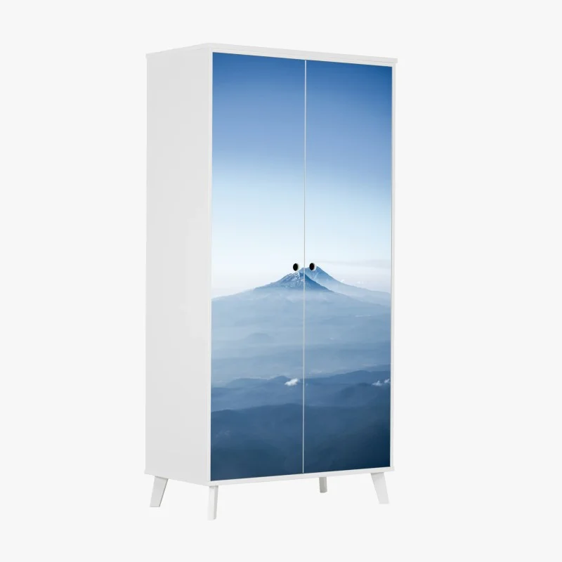 Wardrobe sticker misty blue mountain peaks