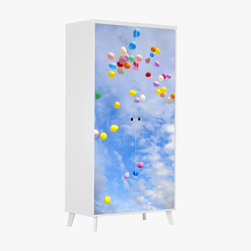 Wardrobe sticker colorful balloons drifting into the sky