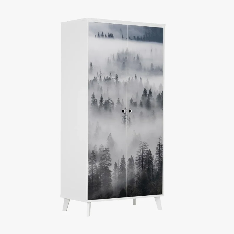 Wardrobe sticker mist-shrouded pine forest