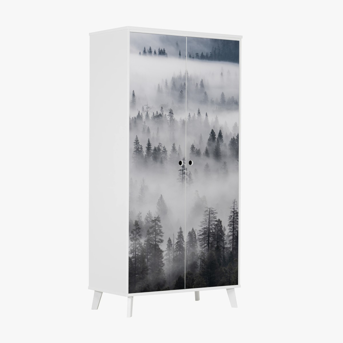 Wardrobe sticker mist-shrouded pine forest • Wallissimo® Wardrobe sticker mist-shrouded pine forest • Wallissimo®