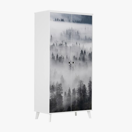 Wardrobe sticker mist-shrouded pine forest • Wallissimo®