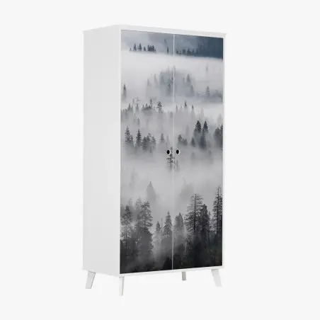 Wardrobe sticker mist-shrouded pine forest • Wallissimo®