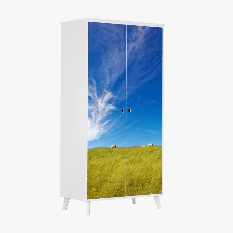 Wardrobe sticker serene meadow under blue sky