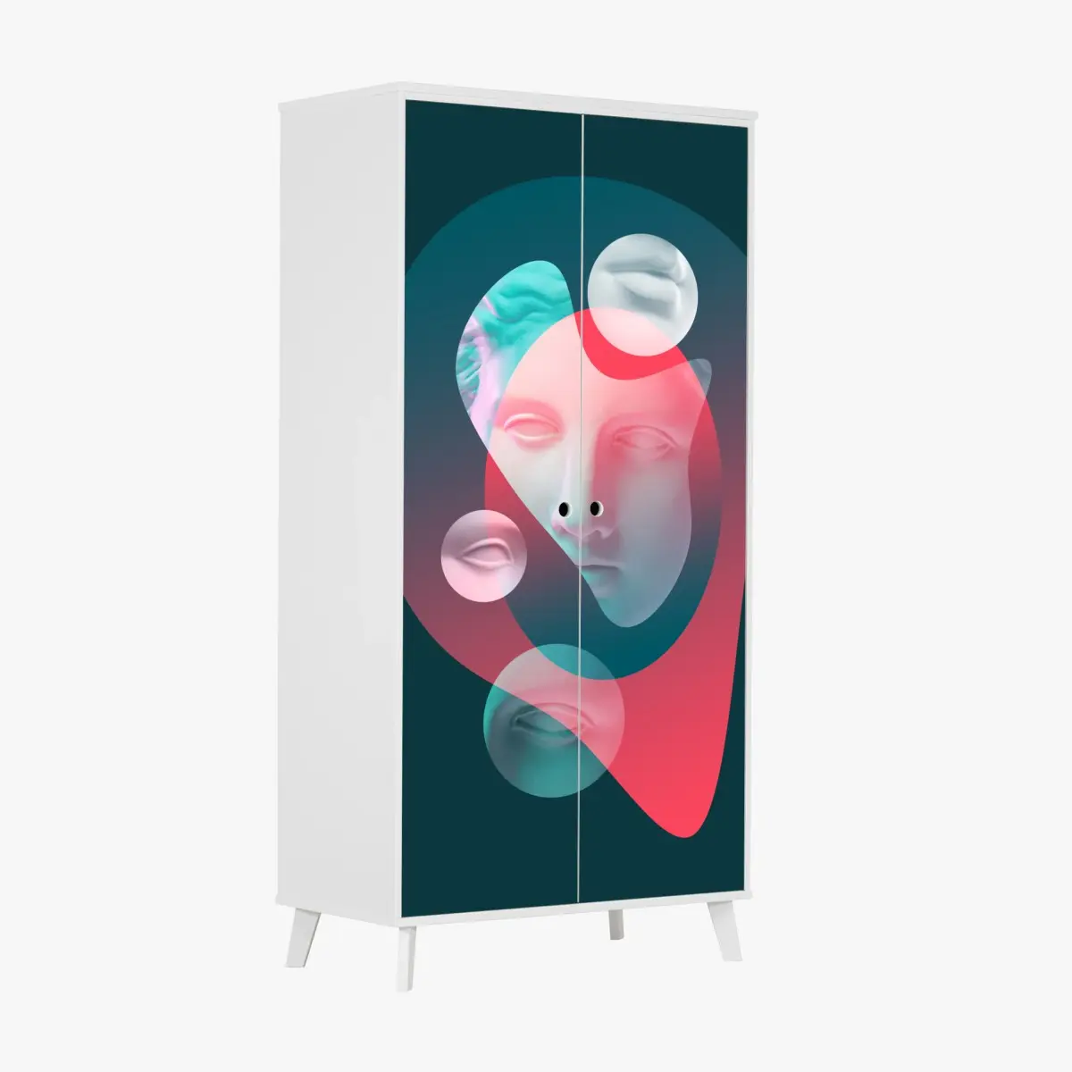 Wardrobe sticker surreal classical face in duotone • Wallissimo®
