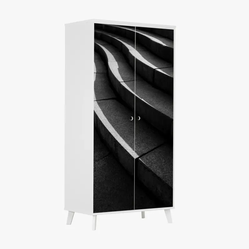 Wardrobe sticker curved concrete staircase in shadow