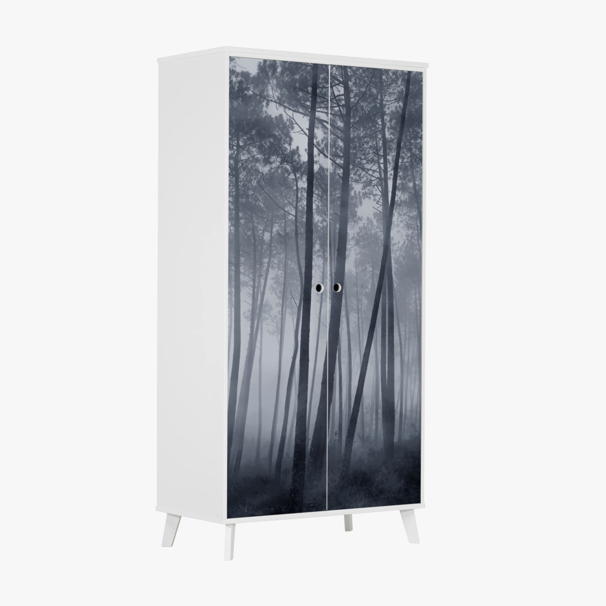 Wardrobe sticker misty pine forest at night • Wallissimo® Wardrobe sticker misty pine forest at night • Wallissimo®