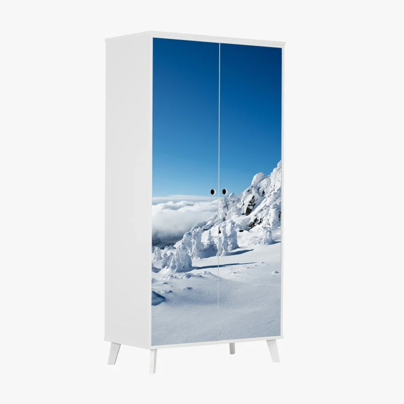 Wardrobe sticker serene snowy mountain landscape