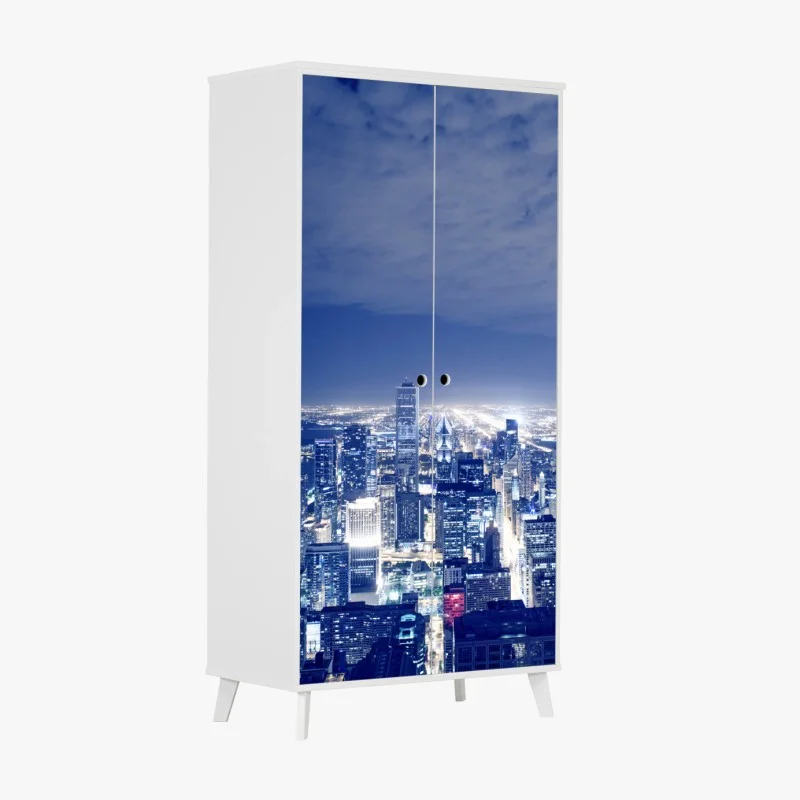 Wardrobe sticker Chicago night skyline panorama