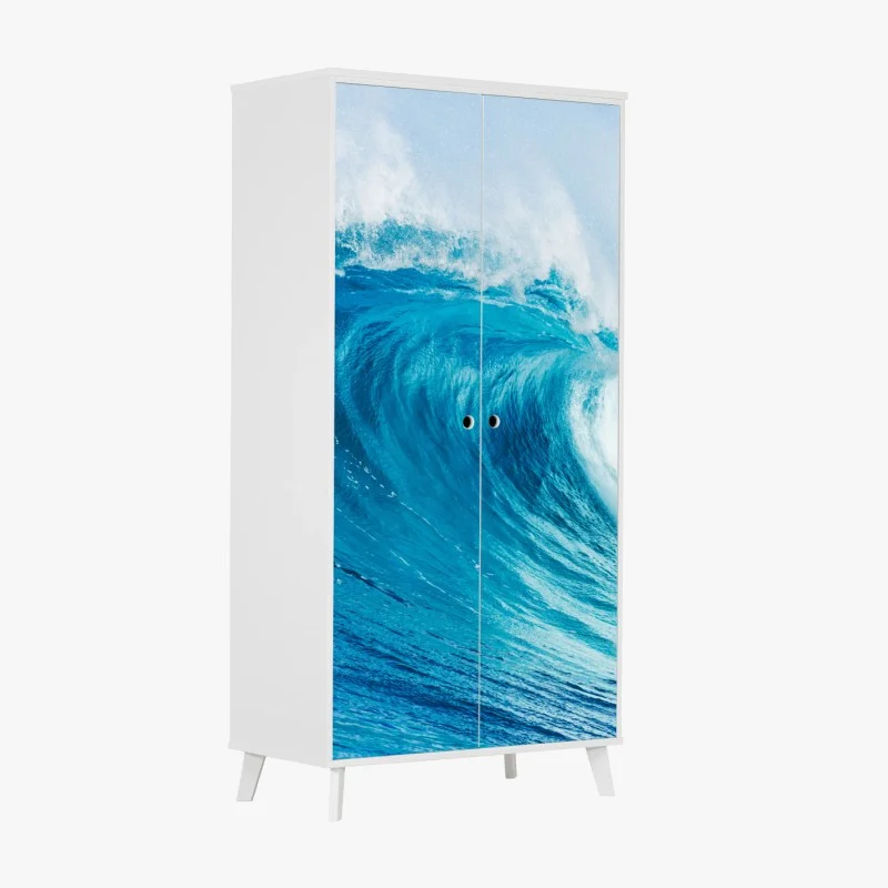 Wardrobe sticker majestic blue ocean wave