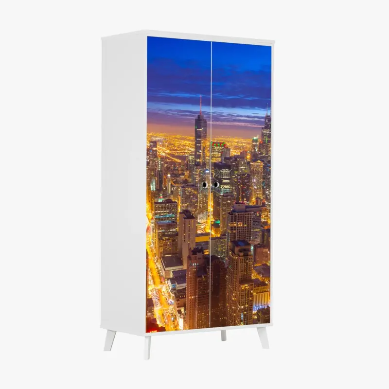Wardrobe sticker Chicago night skyline panorama