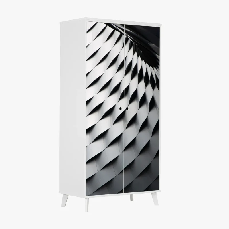 Wardrobe sticker monochrome geometric metal pattern