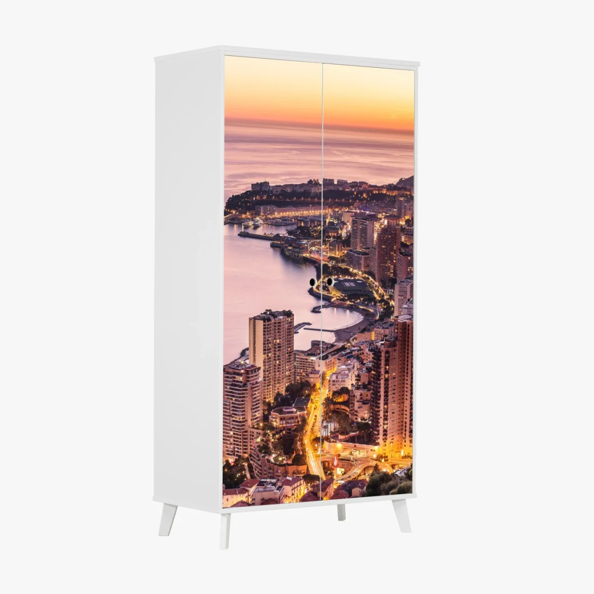Wardrobe sticker sunset cityscape over coastal skyline ⁕ Wallissimo® Wardrobe sticker sunset cityscape over coastal skyline ⁕ Wallissimo®
