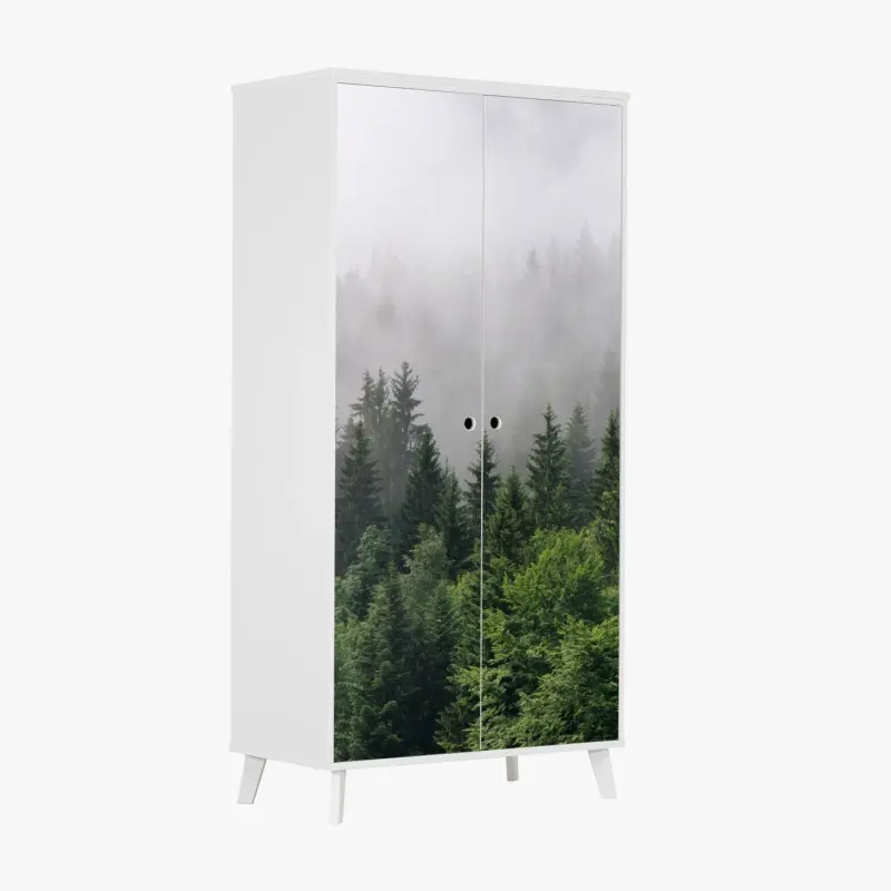 Wardrobe sticker misty evergreen forest panorama