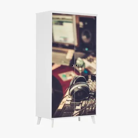 Wardrobe sticker vintage recording studio control desk • Wallissimo®