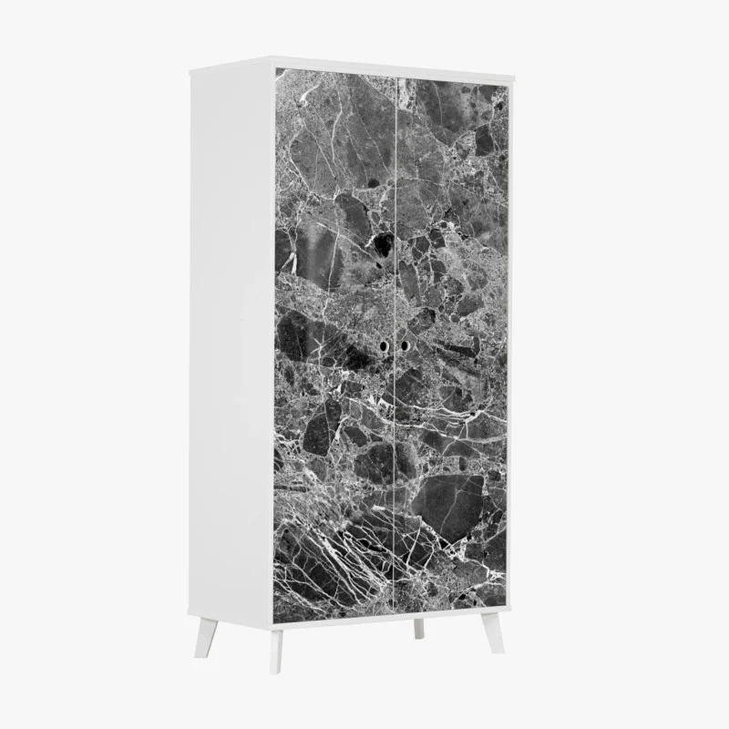 Wardrobe sticker monochrome marble texture art