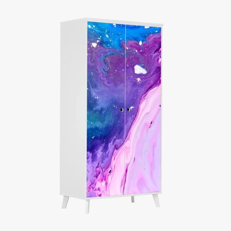 Wardrobe sticker vibrant blue and purple abstract fluid art