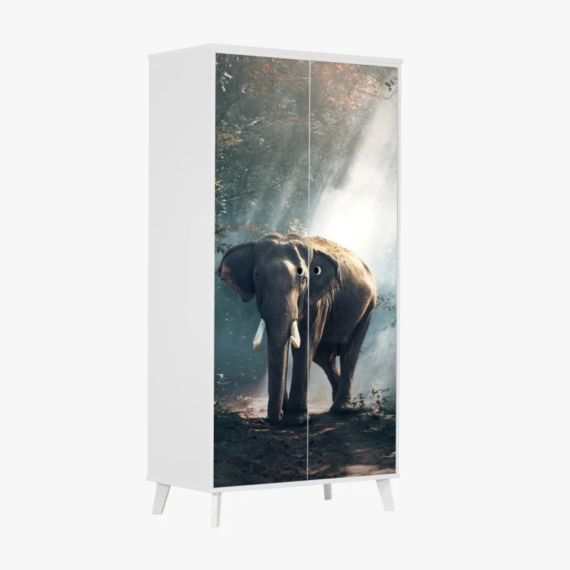 Wardrobe sticker majestic elephant in sunlit forest