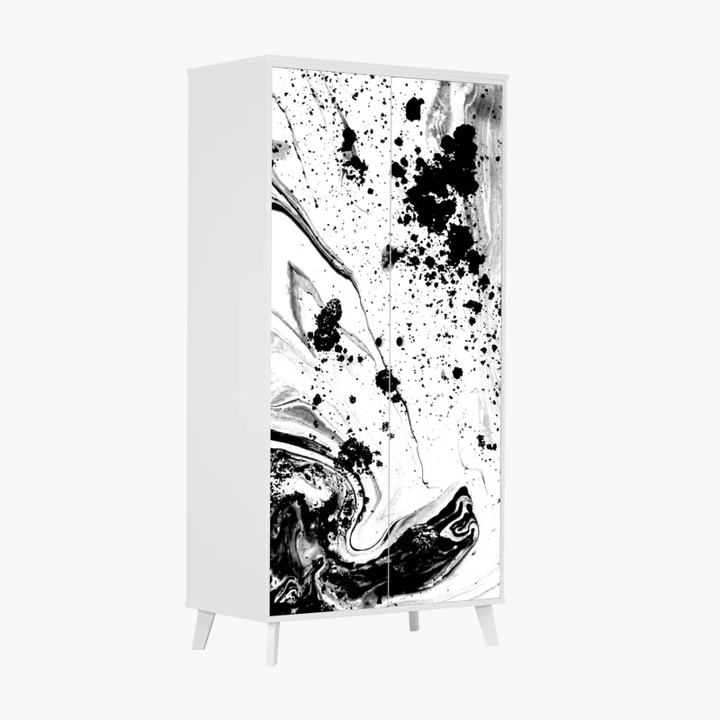 Wardrobe sticker monochrome marble ink abstract