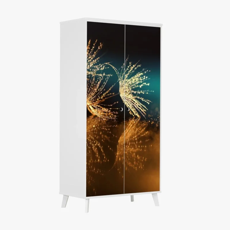 Wardrobe sticker golden dandelion seed reflection