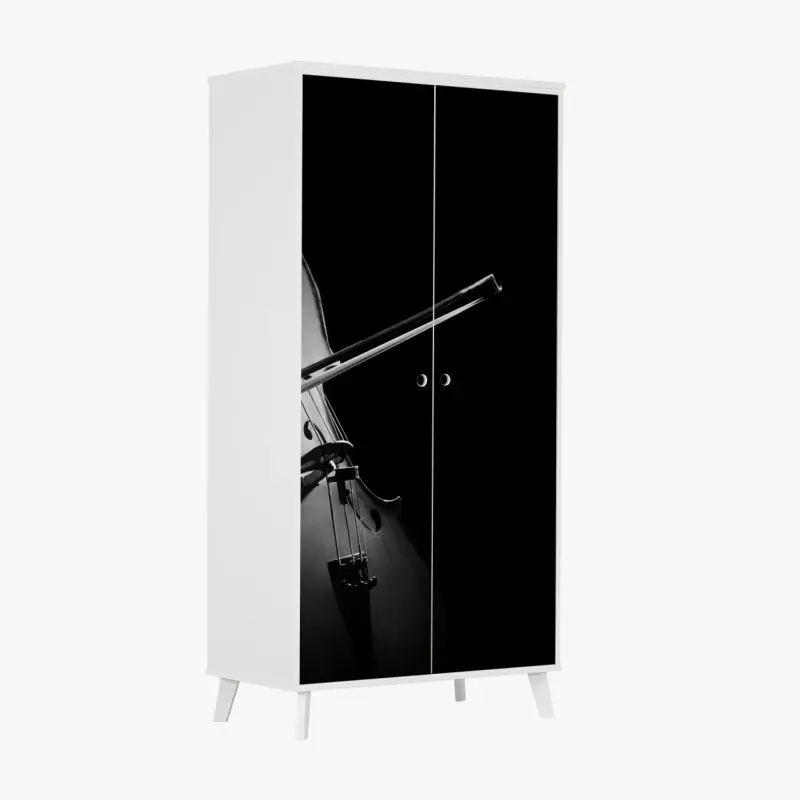 Wardrobe sticker elegant cello in monochrome