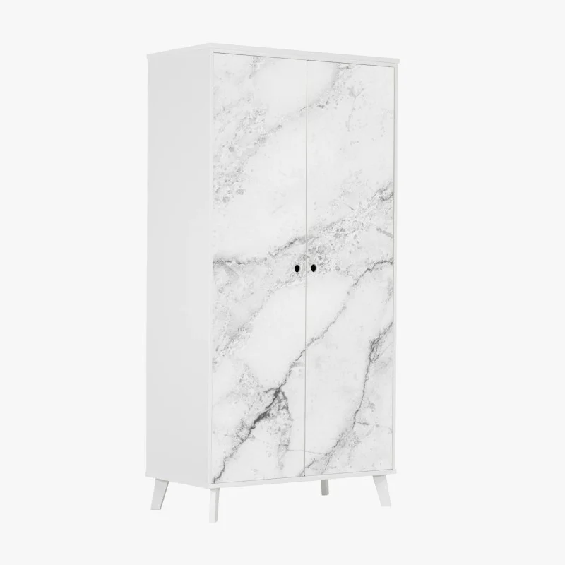 Wardrobe sticker white marble texture with gray veins
