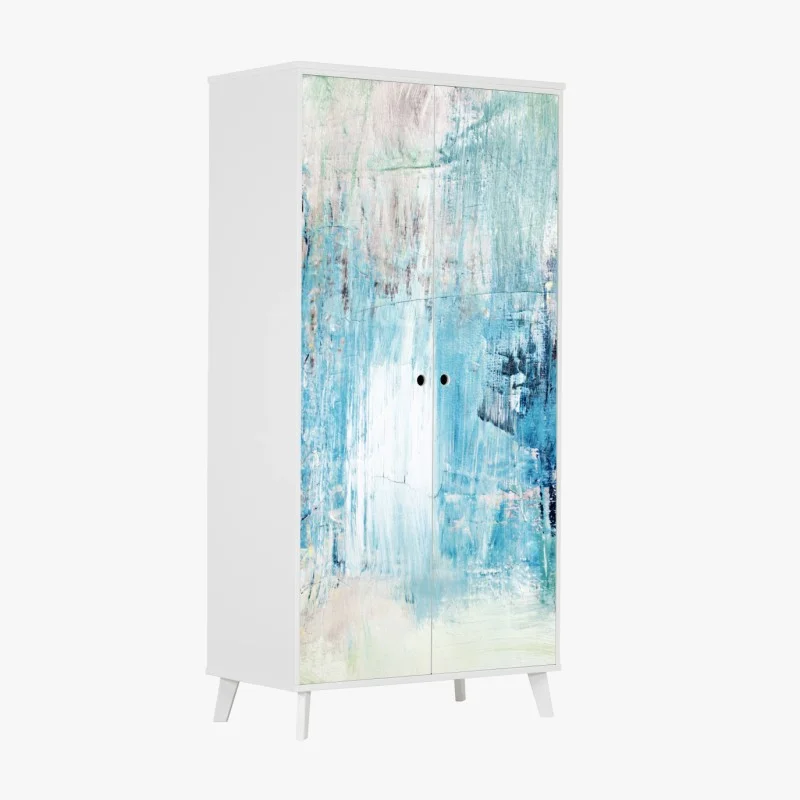 Wardrobe sticker turquoise abstract oil painting texture