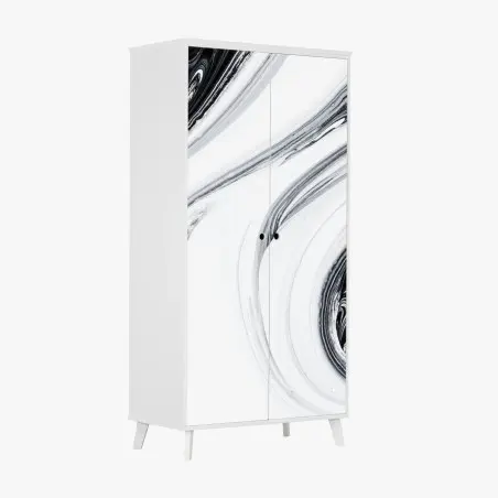 Wardrobe sticker monochrome marble swirl • Wallissimo®
