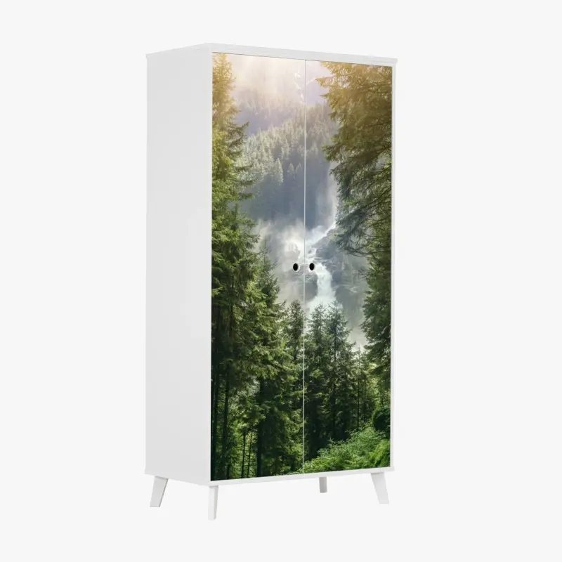 Wardrobe sticker Krimml waterfalls, lush alpine forest