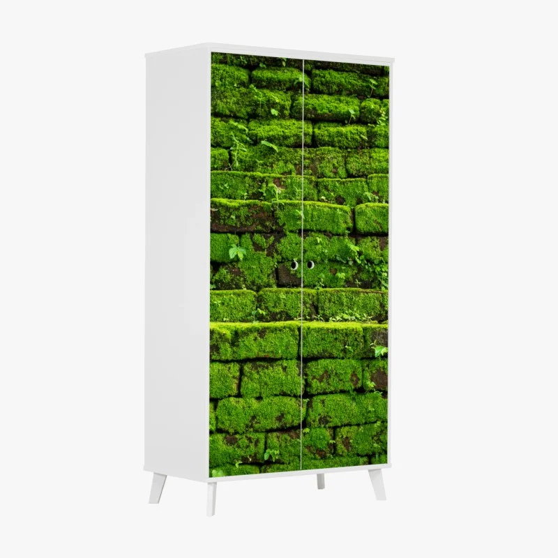 Wardrobe sticker lush moss-covered brick wall