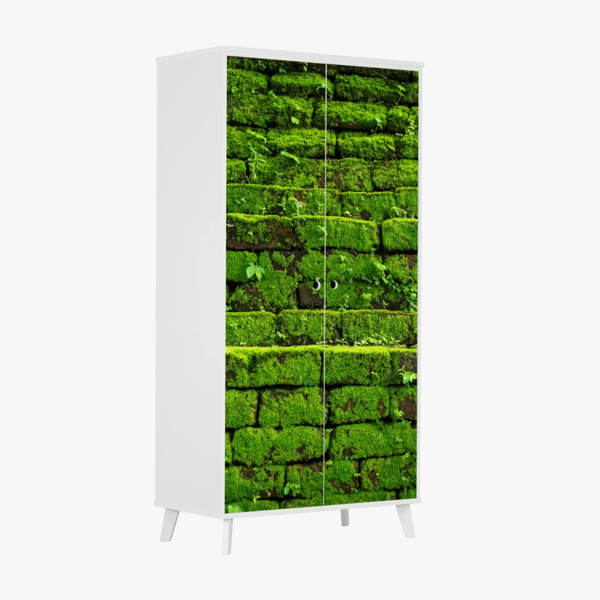 Wardrobe sticker lush moss-covered brick wall • Wallissimo® Wardrobe sticker lush moss-covered brick wall • Wallissimo®
