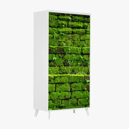 Wardrobe sticker lush moss-covered brick wall • Wallissimo®