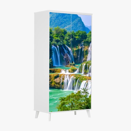 Wardrobe sticker emerald cascade waterfall landscape • Wallissimo®