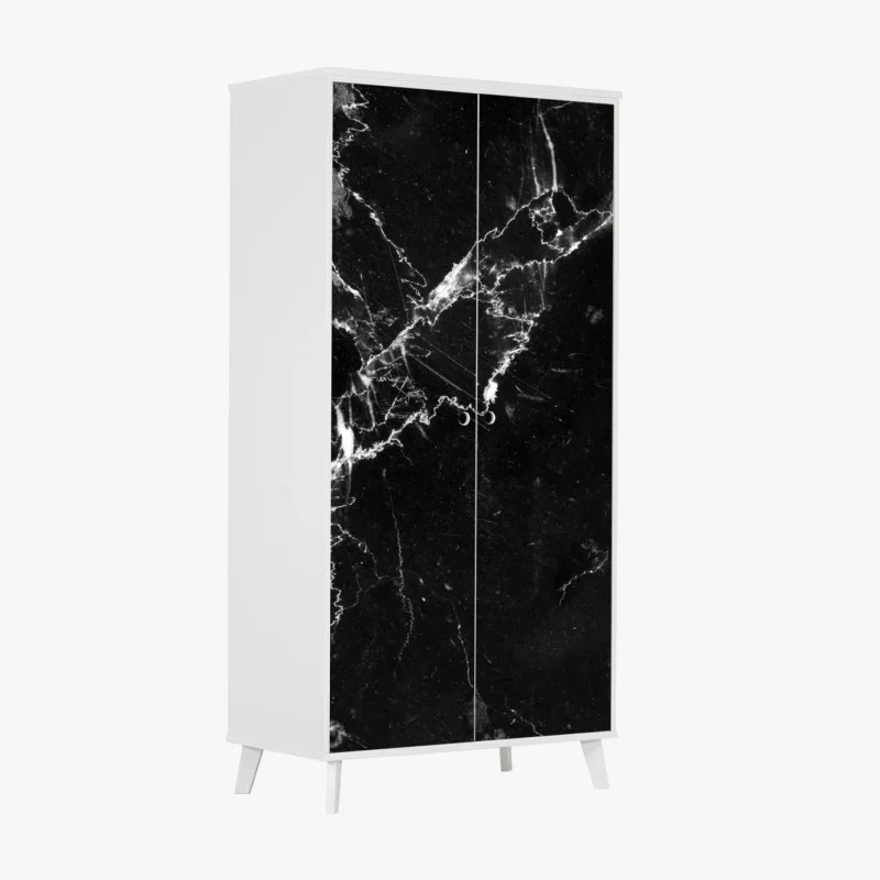 Wardrobe sticker black marble veins texture