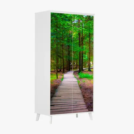 Wardrobe sticker serene forest boardwalk path • Wallissimo®