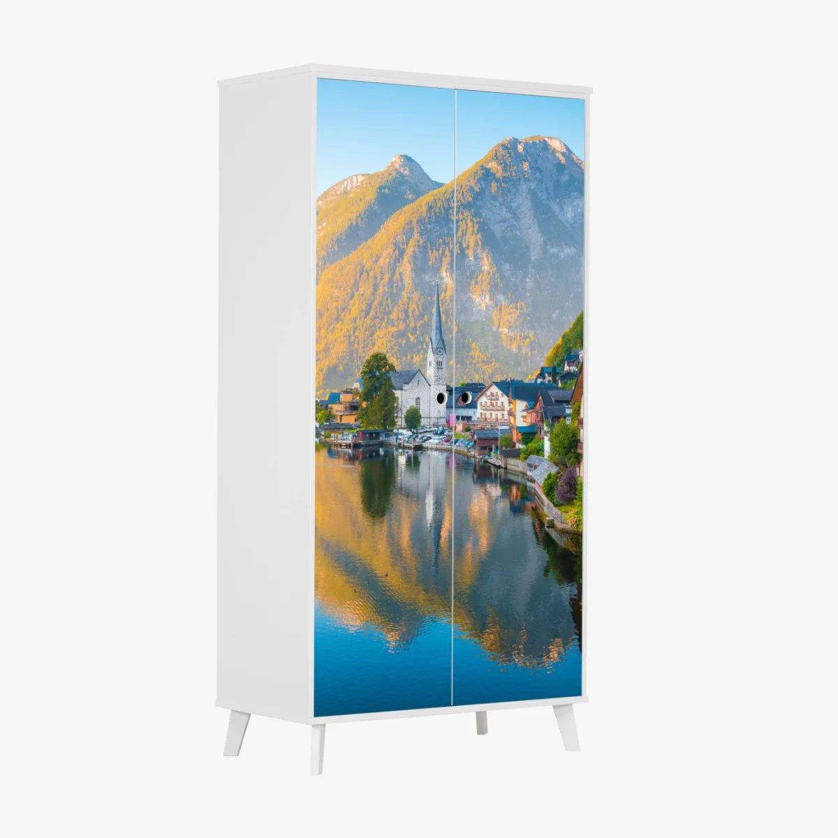 Wardrobe sticker morning glow over Hallstatt lakeside village ⁕ Wallissimo® Wardrobe sticker morning glow over Hallstatt lakeside village ⁕ Wallissimo®
