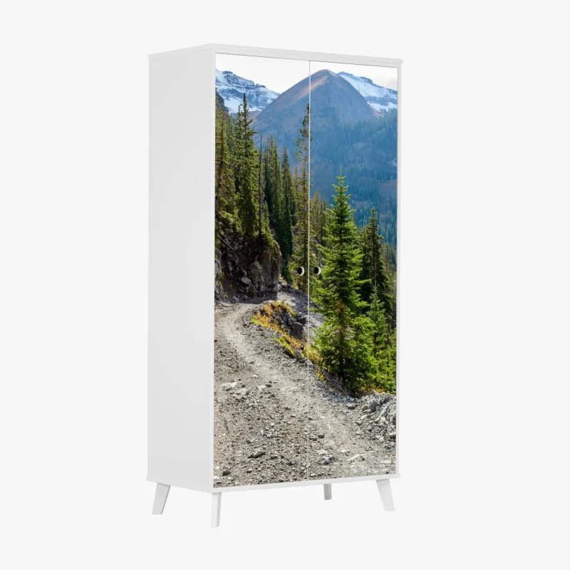 Wardrobe sticker mountain trail through alpine forest