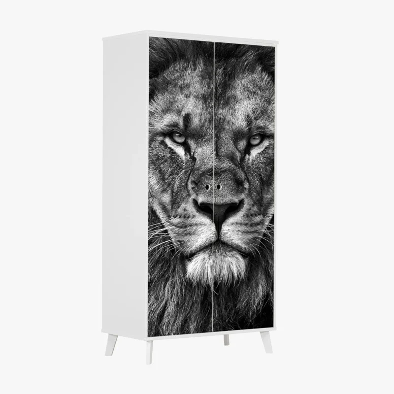 Wardrobe sticker majestic lion portrait in monochrome