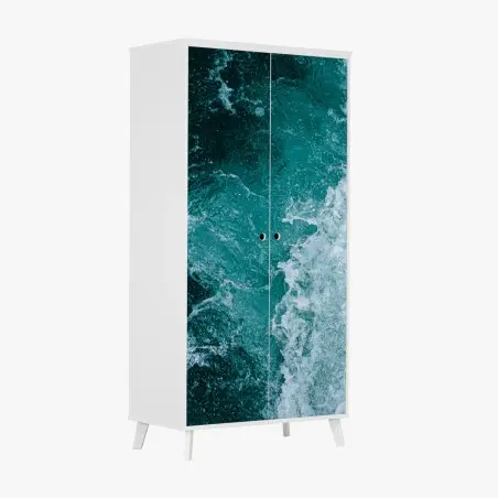 Wardrobe sticker turquoise ocean waves texture • Wallissimo®